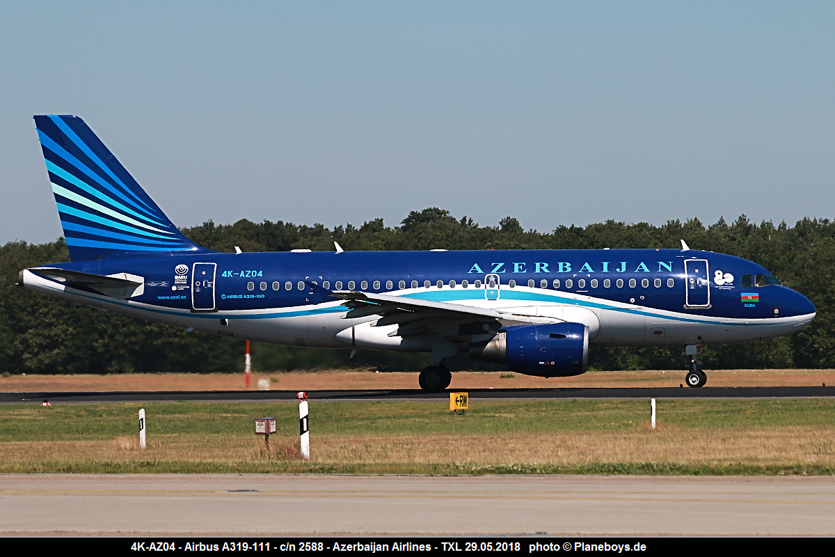 4KAZ04Airbus A3191112588Azerbaijan AirlinesEXPO 2025 80 years